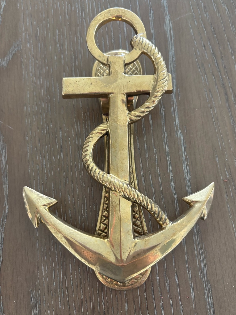 ⚓️ Vintage Gold Brass Nautical Anchor Door Knocker Beach House 6.5”